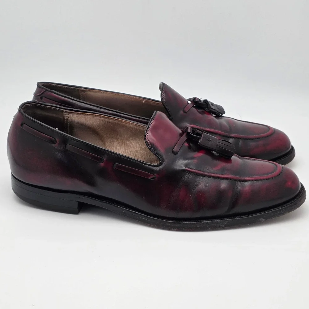 Johnston & Murphy Heritage Vintage Tassel Loafers Mens 9.5 C Oxblood Leather USA